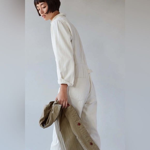 Caron Callahan / Fincher jumpsuit ivory cream denim flight suit large L - Picture 3 of 11